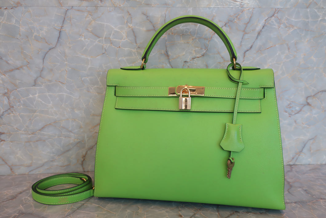 HERMES KELLY 32 Gulliver leather Apple green  ○Y Engraving Shoulder bag 600120154