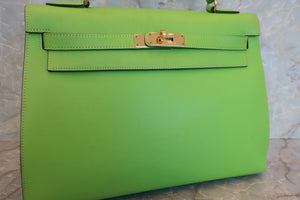 HERMES KELLY 32 Gulliver leather Apple green  ○Y Engraving Shoulder bag 600120154