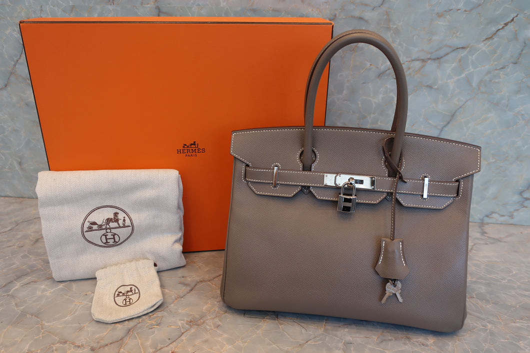 HERMES／エルメス バーキン30 ヴォーエプソン エトゥープ □P刻印 ハンドバッグ 700090128