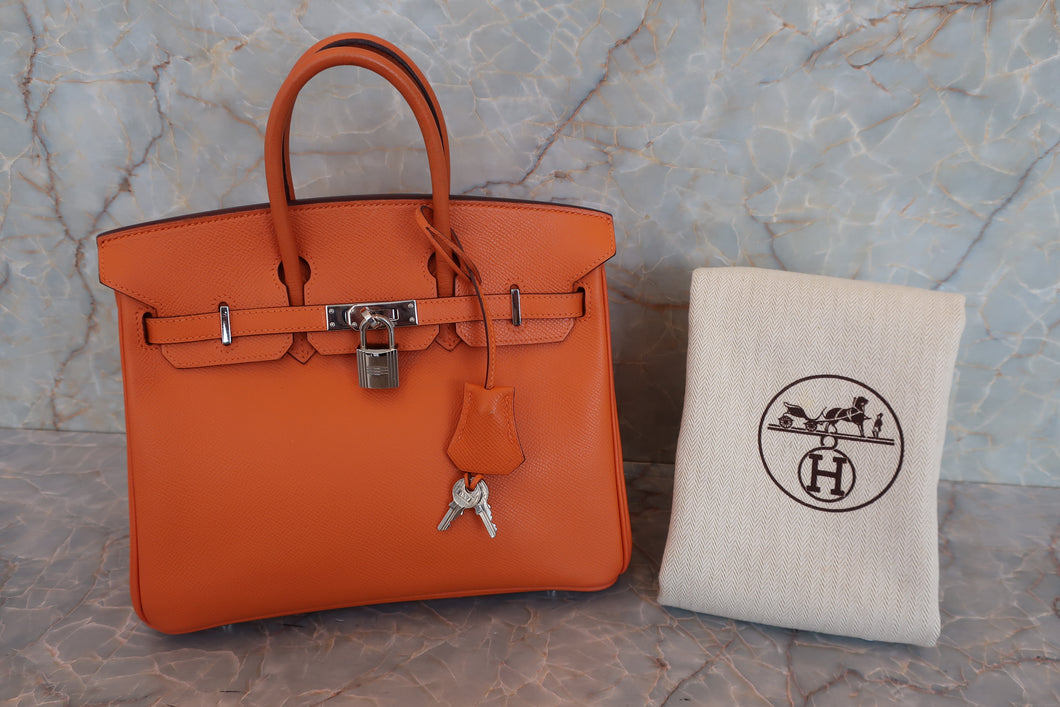 HERMES／エルメス バーキン25 ヴォーエプソン オレンジ □K刻印 ハンドバッグ 700060294