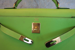 HERMES KELLY 32 Gulliver leather Apple green  ○Y Engraving Shoulder bag 600120154