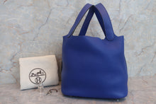 将图片加载到图库查看器，HERMES PICOTIN LOCK MM Clemence leather Blue electric A刻印 Hand bag 600100183
