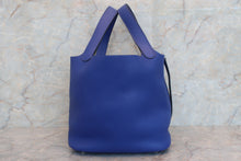 将图片加载到图库查看器，HERMES PICOTIN LOCK MM Clemence leather Blue electric A刻印 Hand bag 600100183
