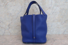 将图片加载到图库查看器，HERMES PICOTIN LOCK MM Clemence leather Blue electric A刻印 Hand bag 600100183
