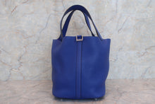 将图片加载到图库查看器，HERMES PICOTIN LOCK MM Clemence leather Blue electric A刻印 Hand bag 600100183
