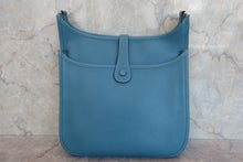 Load image into Gallery viewer, HERMES EVELYNE 3GM Clemence leather Blue jean □L Engraving Shoulder bag 800050109
