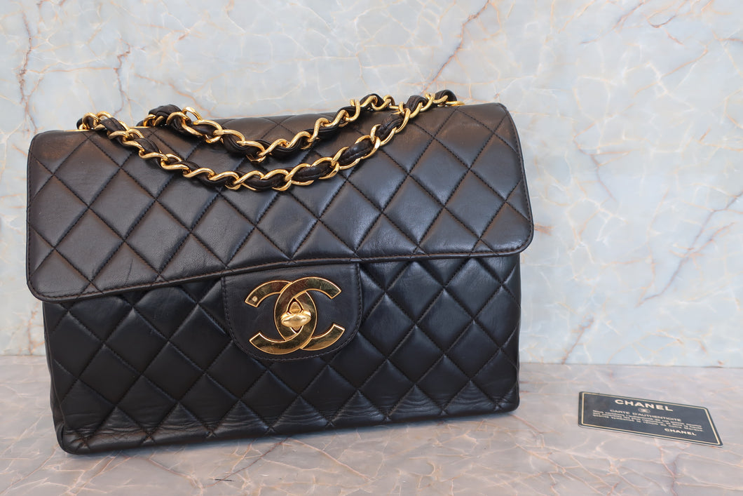 CHANEL/香奈儿 中号CF 单盖包 链条包 羊皮 Black/Gold hadware(黑色/金色金属) 肩背包 700100206
