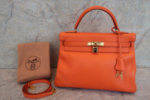 将图片加载到图库查看器，HERMES KELLY 32 Gulliver leather Orange 〇Z刻印 Shoulder bag 600080124
