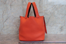 Load image into Gallery viewer, HERMES PICOTIN LOCK Eclat MM Clemence leather/Swift leather Orange poppy/Bordeaux A Engraving Hand bag 700070078
