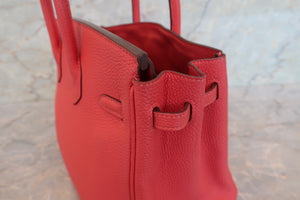 HERMES／エルメス バーキン25 トゴ ルージュピヴォワンヌ T刻印 ハンドバッグ 700080122