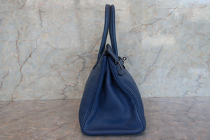 HERMES／エルメス バーキン30 トリヨンクレマンス ブルー □K刻印 ハンドバッグ 700090177