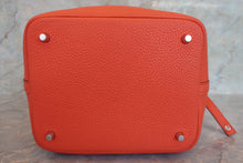 Load image into Gallery viewer, HERMES PICOTIN LOCK Eclat MM Clemence leather/Swift leather Orange poppy/Bordeaux A Engraving Hand bag 700070078
