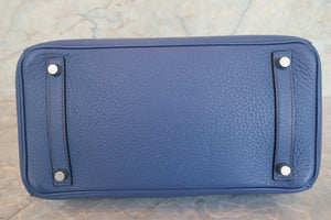 HERMES／エルメス バーキン30 トリヨンクレマンス ブルー □K刻印 ハンドバッグ 700090177