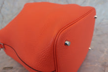 Load image into Gallery viewer, HERMES PICOTIN LOCK Eclat MM Clemence leather/Swift leather Orange poppy/Bordeaux A Engraving Hand bag 700070078
