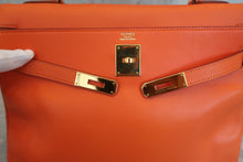 将图片加载到图库查看器，HERMES KELLY 32 Gulliver leather Orange 〇Z刻印 Shoulder bag 600080124
