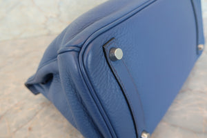 HERMES／エルメス バーキン30 トリヨンクレマンス ブルー □K刻印 ハンドバッグ 700090177
