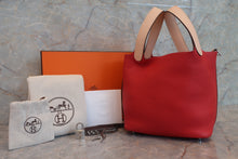 将图片加载到图库查看器，HERMES PICOTIN LOCK TOUCH PM Clemence leather/Swift leather Rouge tomate/Rose Eglantine X刻印 Hand bag 600100195
