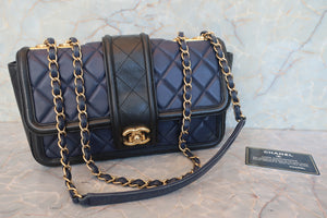 CHANEL/シャネル マトラッセチェーンショルダーバッグ ラムスキン ブラック/ネイビー/ゴールド金具 ショルダーバッグ 700080117