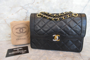 CHANEL/シャネル パリ限定マトラッセダブルフラップチェーンショルダーバッグ ラムスキン ブラック/ゴールド金具 ショルダーバッグ 700060190