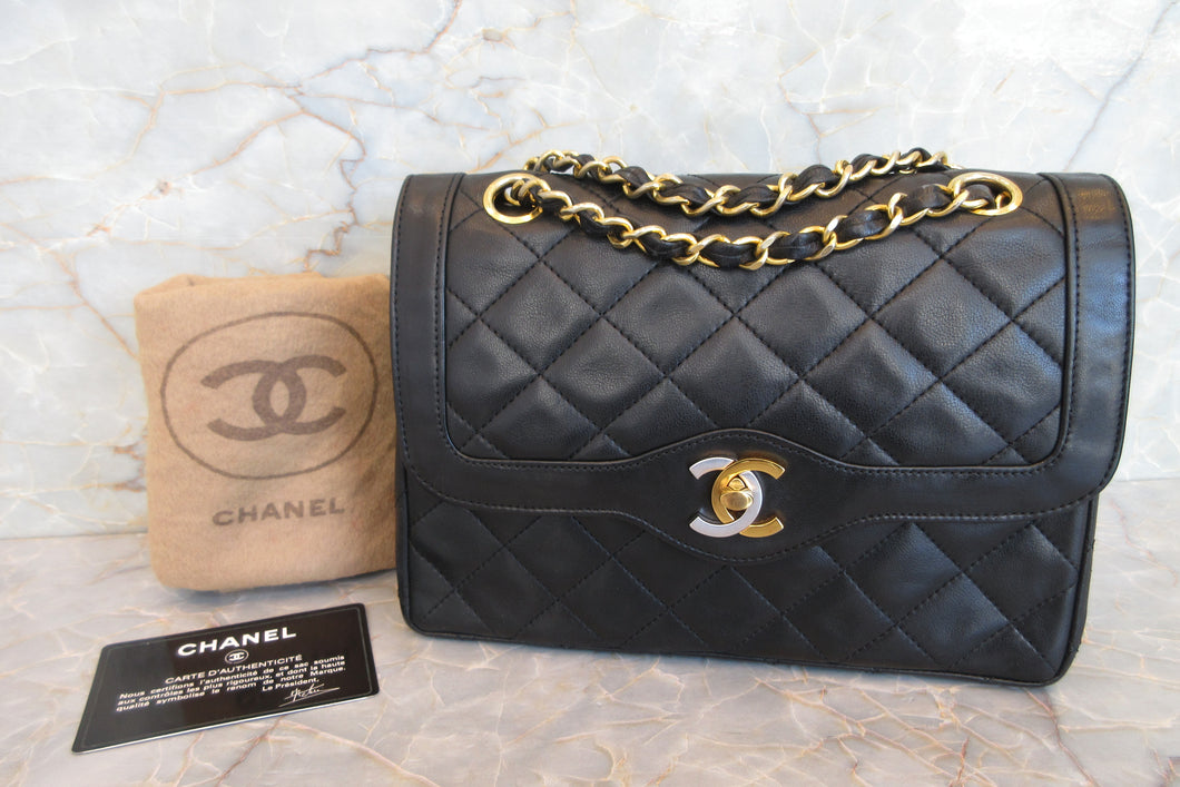 CHANEL/シャネル パリ限定マトラッセダブルフラップチェーンショルダーバッグ ラムスキン ブラック/ゴールド金具 ショルダーバッグ 700060190