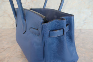HERMES／エルメス バーキン30 トリヨンクレマンス ブルー □K刻印 ハンドバッグ 700090177