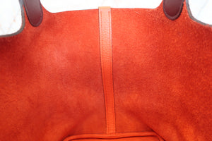 HERMES PICOTIN LOCK Eclat MM Clemence leather/Swift leather Orange poppy/Bordeaux A Engraving Hand bag 700070078
