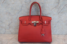 Load image into Gallery viewer, HERMES BIRKIN 30 Clemence leather Rouge garance □R Engraving Hand bag 600090222
