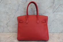 Load image into Gallery viewer, HERMES BIRKIN 30 Clemence leather Rouge garance □R Engraving Hand bag 600090222
