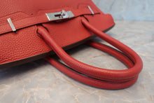 Load image into Gallery viewer, HERMES BIRKIN 30 Clemence leather Rouge garance □R Engraving Hand bag 600090222
