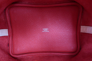 HERMES PICOTIN LOCK TOUCH PM Clemence leather/Swift leather Rouge tomate/Rose Eglantine X刻印 Hand bag 600100195