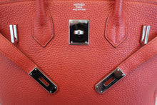 Load image into Gallery viewer, HERMES BIRKIN 30 Clemence leather Rouge garance □R Engraving Hand bag 600090222
