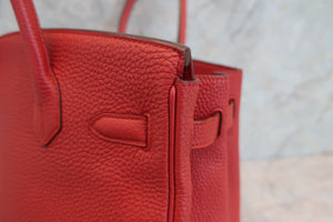 HERMES BIRKIN 30 Clemence leather Rouge garance □R Engraving Hand bag 600090222