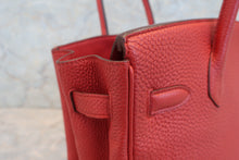 将图片加载到图库查看器，HERMES BIRKIN 30 Clemence leather Rouge garance □R刻印 Hand bag 600090222
