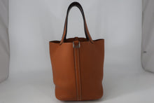 Load image into Gallery viewer, HERMES PICOTIN LOCK ECLAT MM Clemence leather/Swift leather Toffee/Bordeaux A Engraving Hand bag 800100048
