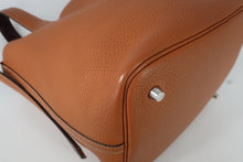Load image into Gallery viewer, HERMES PICOTIN LOCK ECLAT MM Clemence leather/Swift leather Toffee/Bordeaux A Engraving Hand bag 800100048
