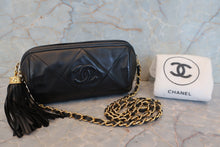 将图片加载到图库查看器，CHANEL/香奈儿 经典双C 流苏 链条包 羊皮 Black/Gold hadware(黑色/金色金属) 肩背包 700100182
