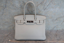 Load image into Gallery viewer, HERMES BIRKIN 30 Clemence leather Pearl gray □O Engraving Hand bag 600070090
