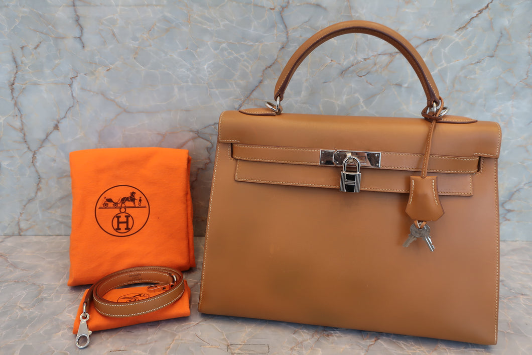 HERMES／エルメス ケリー32 ボックスカーフ ナチュラル □F刻印 ショルダーバッグ 700050212