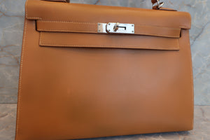 HERMES／エルメス ケリー32 ボックスカーフ ナチュラル □F刻印 ショルダーバッグ 700050212