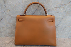 HERMES／エルメス ケリー32 ボックスカーフ ナチュラル □F刻印 ショルダーバッグ 700050212