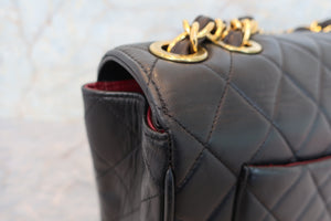 CHANEL/シャネル 中マトラッセシングルフラップチェーンショルダーバッグ ラムスキン ブラック/ゴールド金具 ショルダーバッグ 700040023