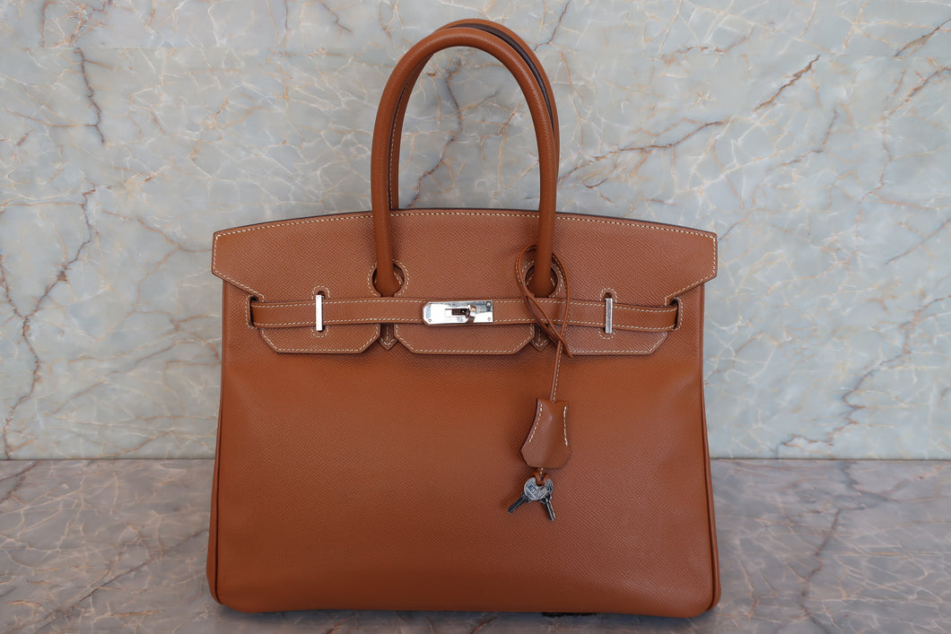 HERMES／エルメス バーキン35 ヴォーエプソン ゴールド □M刻印 ハンドバッグ 700020090