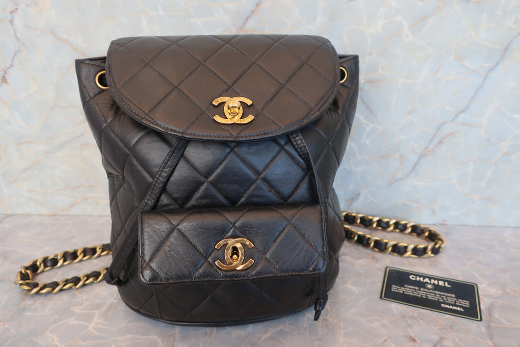 CHANEL/シャネル マトラッセチェーンリュック ラムスキン ブラック/ゴールド金具 リュック 700080062