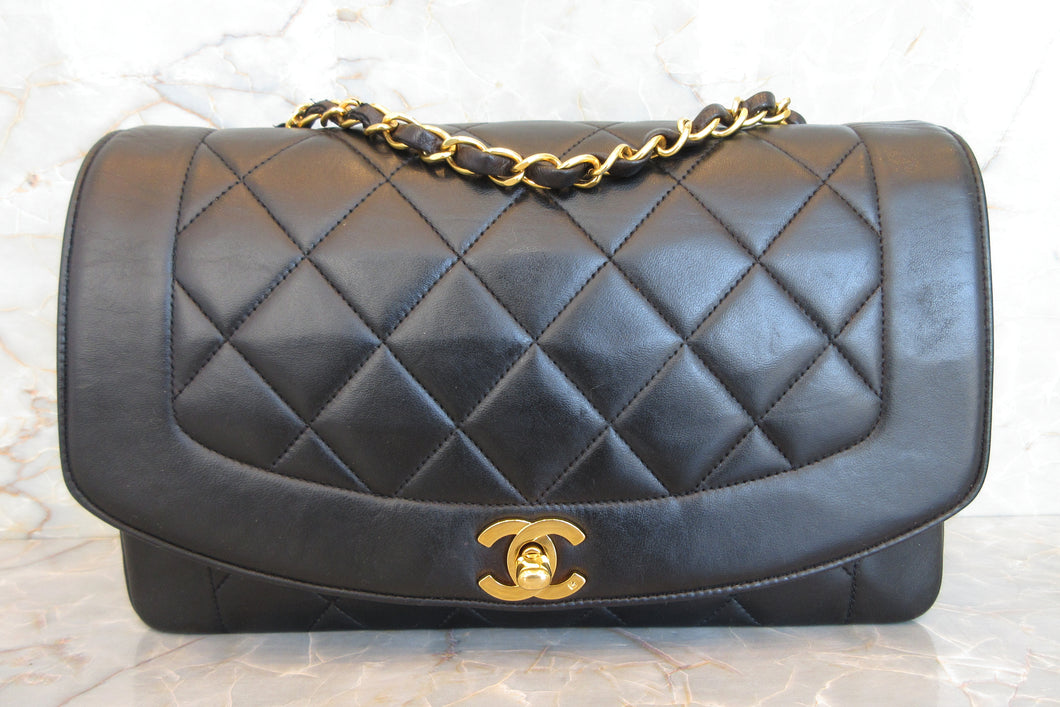 CHANEL/シャネル ダイアナマトラッセチェーンショルダーバッグ ラムスキン ブラック/ゴールド金具 ショルダーバッグ 700060193