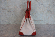 Load image into Gallery viewer, HERMES HAUT A COURROIRE 32 Toile H/Box carf leather Beige/Brique 〇Y Engraving Hand bag 800080158
