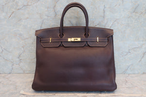 HERMES BIRKIN 40 Buffalo leather Brown □C刻印 Hand bag 600100204