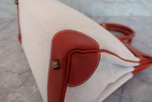 Load image into Gallery viewer, HERMES HAUT A COURROIRE 32 Toile H/Box carf leather Beige/Brique 〇Y Engraving Hand bag 800080158
