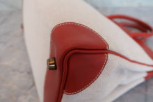 Load image into Gallery viewer, HERMES HAUT A COURROIRE 32 Toile H/Box carf leather Beige/Brique 〇Y Engraving Hand bag 800080158

