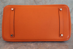 HERMES BIRKIN 35 Clemence leather Orange □H Engraving Hand bag 600050147