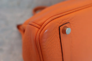 HERMES BIRKIN 35 Clemence leather Orange □H Engraving Hand bag 600050147